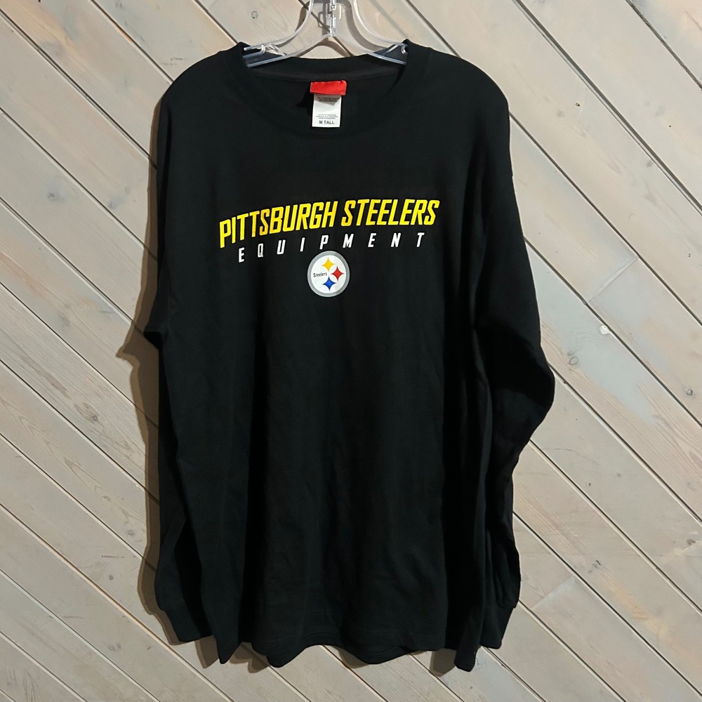 Pittsburgh Steelers Equipment Reebok Black Long Sleeve‎ T-Shirt Mens M Tall